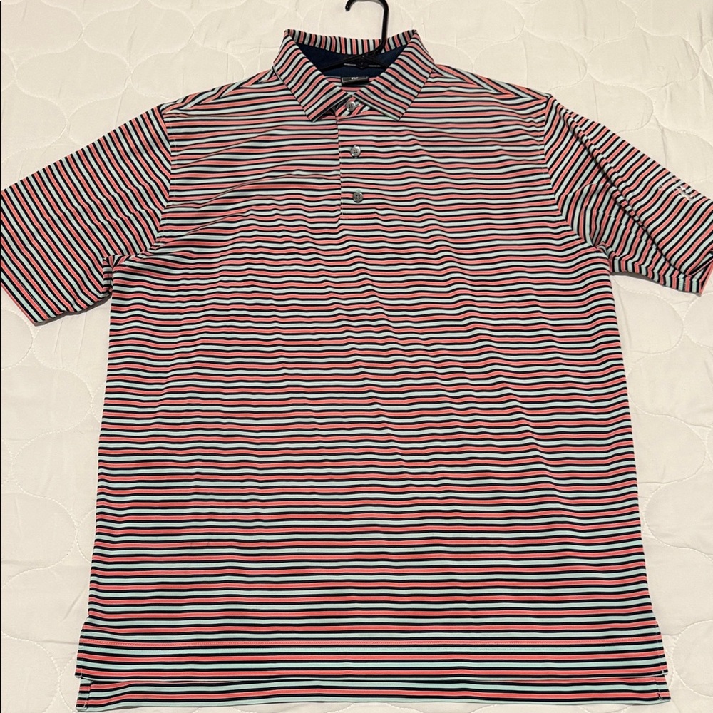 FootJoy Polo Shirt - Red, Navy, Mint Stripes